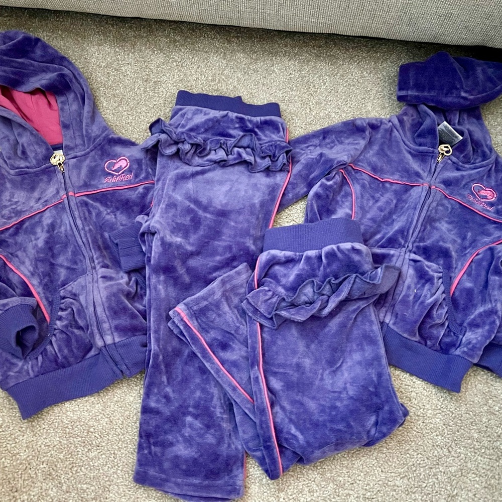 EckoRed 24 Month Purple Velour Tracksuit Set with Pink Accents
